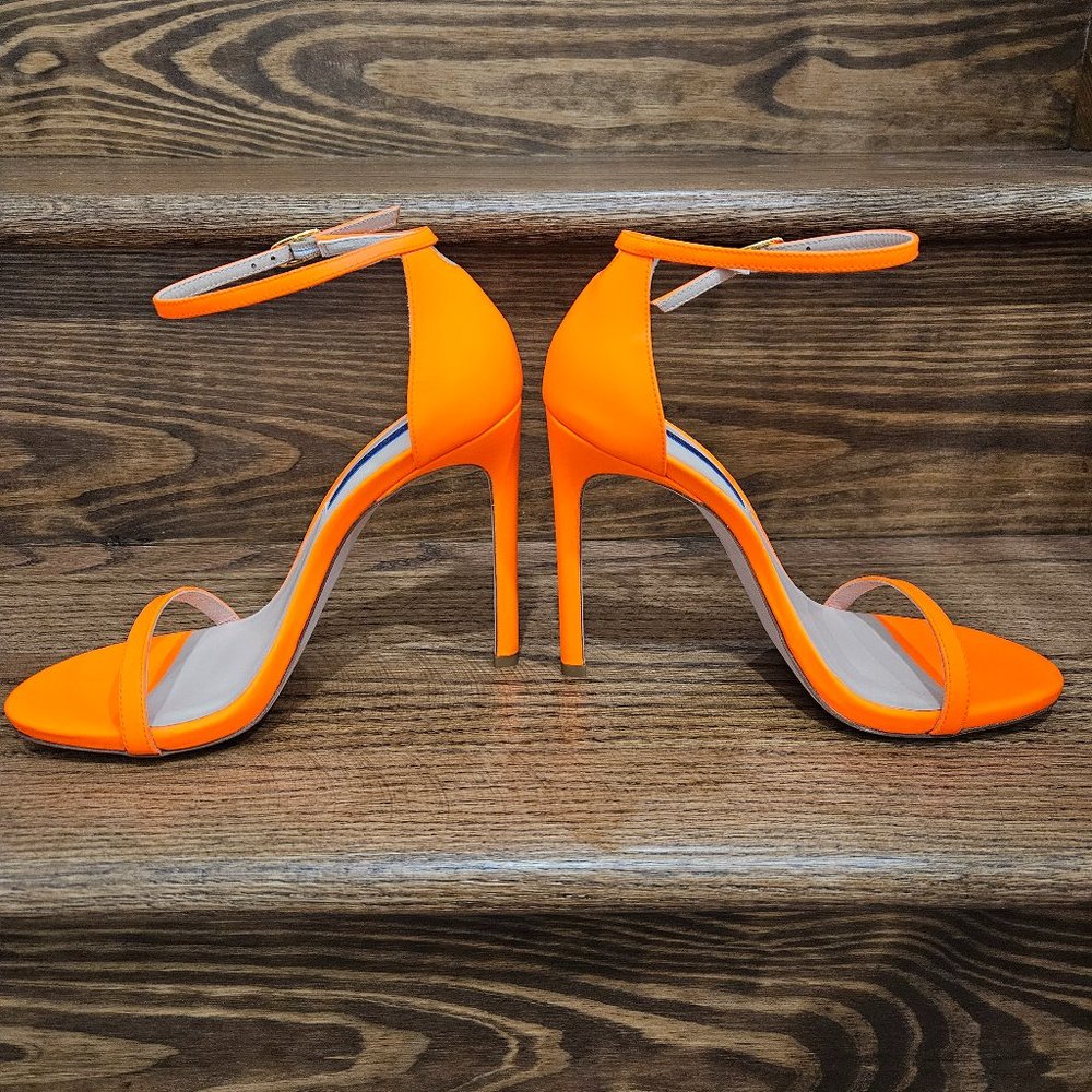Stuart Weitzman Nudist neon orange stiletto heels